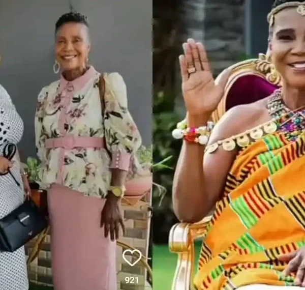 Empress Gifty visits mother’s grave to sprinkle oil and powder