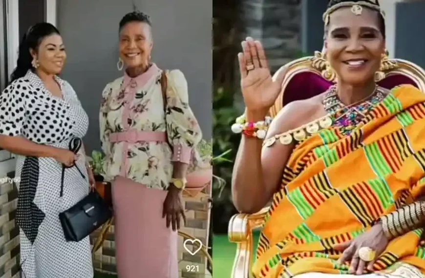 Empress Gifty visits mother’s grave to sprinkle oil and powder